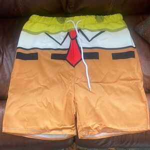 SpongeBob SquarePants Men's Swim Shorts - Yellow, Red, and Brown Large NWT